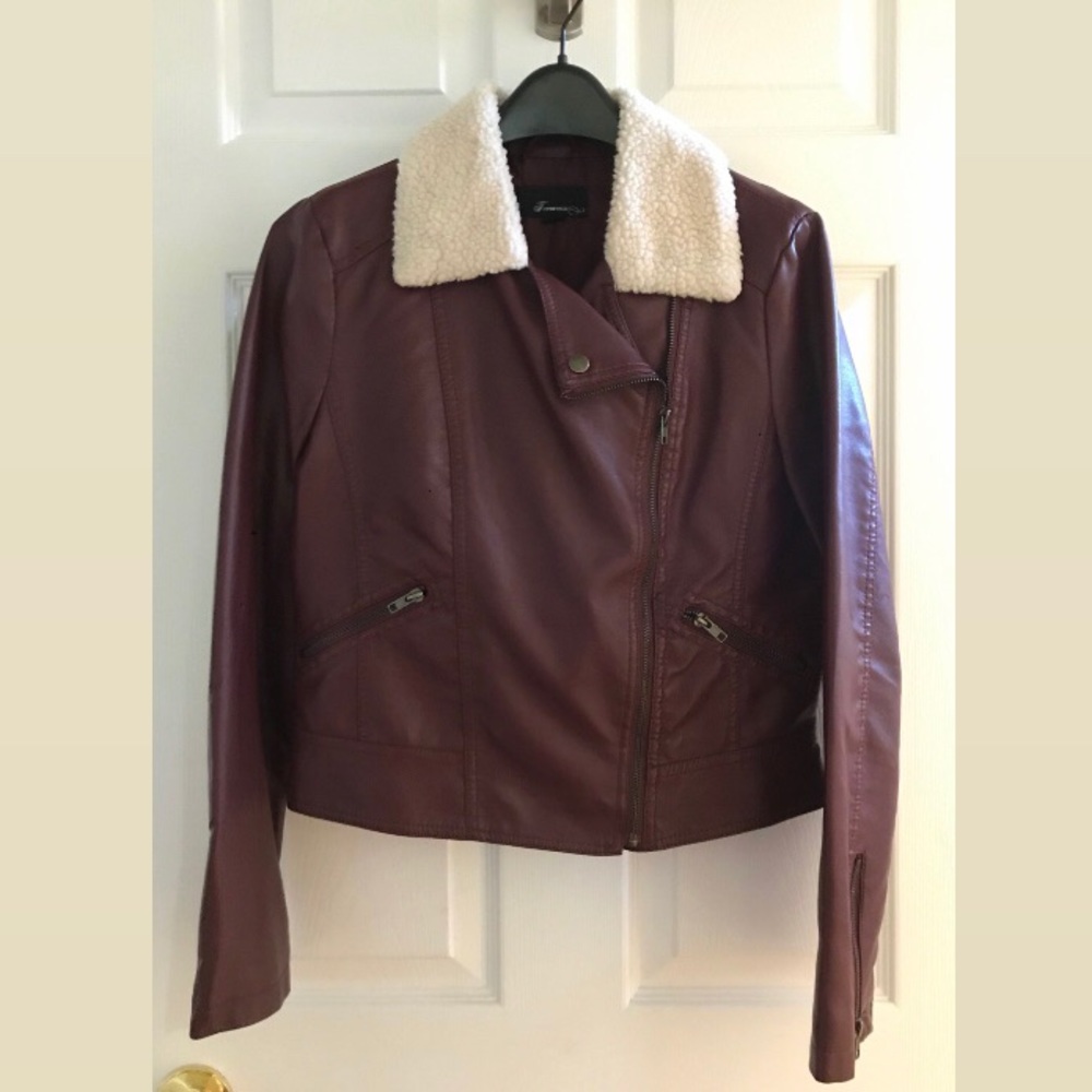 Forever21 Ox-blood Leatherette Biker Jacket